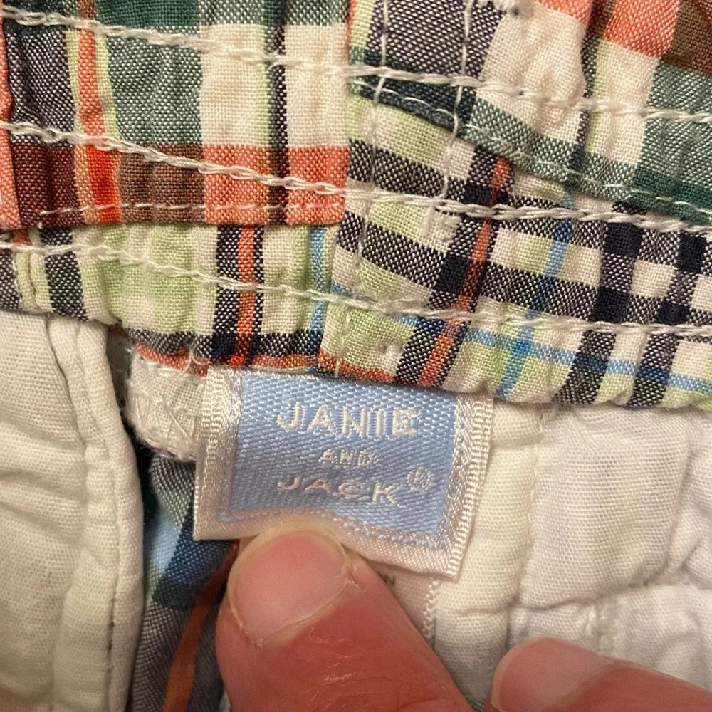 Janie and Jack toddler boy madras plaid shorts.  Size 6-12 months.